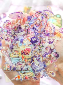 SIMNO 40入組卡通圖案貼紙,可愛金屬質感貼紙,