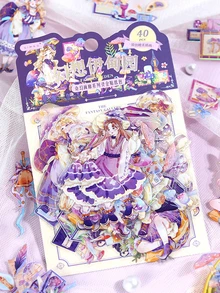 SIMNO 40入組卡通圖案貼紙,可愛金屬質感貼紙,