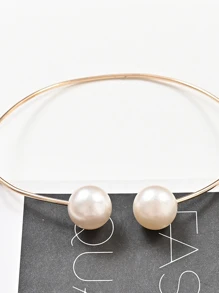 1pc Faux Pearl Decor Curtain Tieback - Gold - View 3