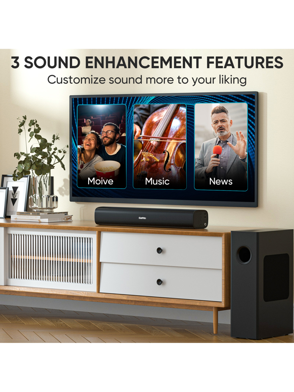 Saiyin Sound Bars for TV with Subwoofer,2.1CH Soundbar for TV,PC,Gaming