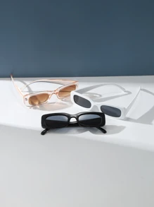 3 cặp kính râm thời trang nữ khung vuông để trang trí hàng ngày - Nhiều màu - Xem 3