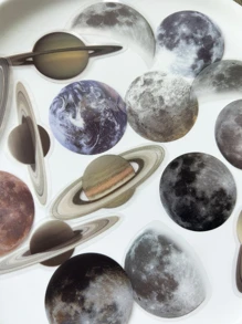 40 piezas Pegatinas con diseño de planetas, pegatinas vintage DIY para estudiantes, útiles escolares, vuelta al colegio