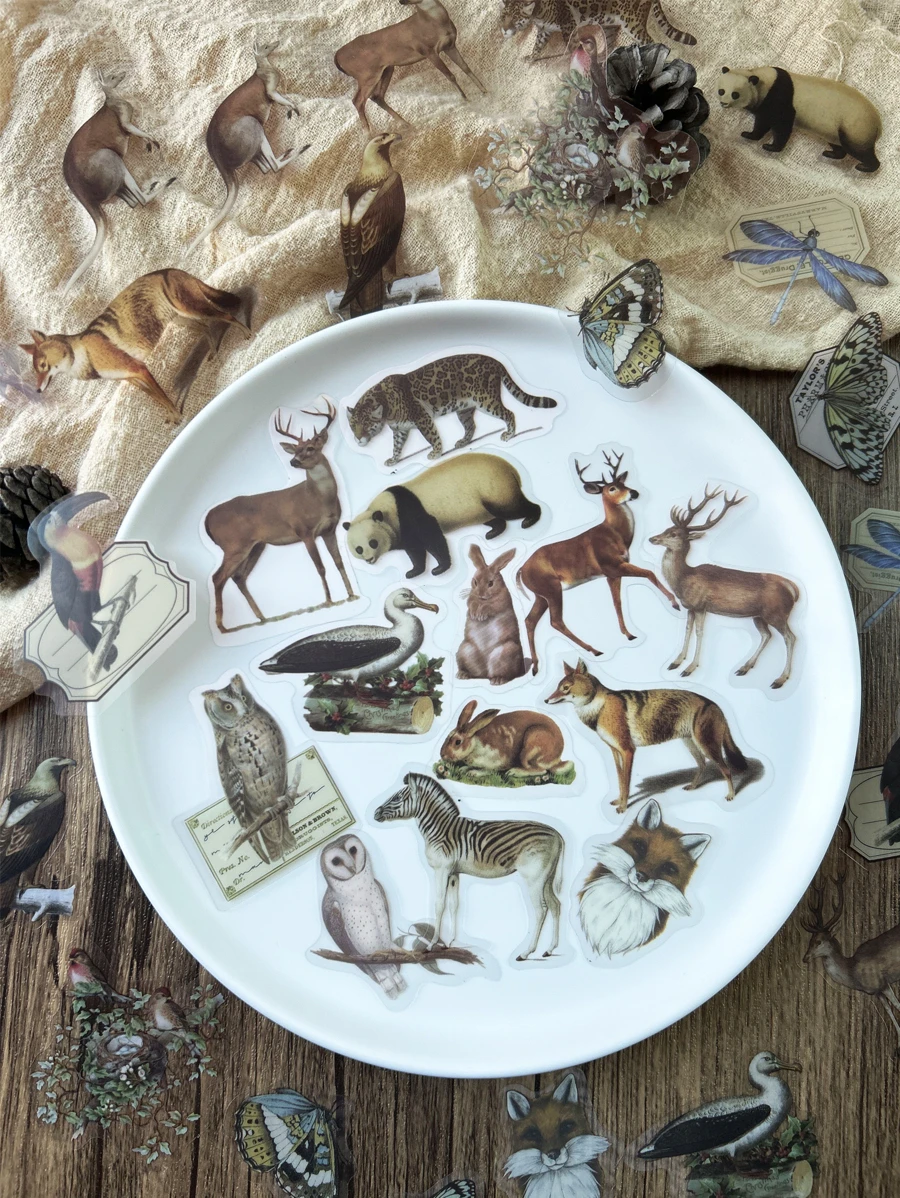 40 miếng dán in hình động vật, miếng dán DIY phong cách cổ điển dành cho học sinh - Nhiều màu - Xem 1