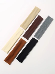 Set de 6 bandas para el cabello de moda de color sólido, accesorios para el cabello, diadema turbante, banda deportiva - Multicolor - Ver 3