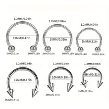 24 Chiếc 16G Thép Không Gỉ Mũi Vách Ngăn Móng Ngựa Đôi Khuyên Tai Lông Mày Tragus Môi Xuyên Nhẫn Bóng & Gai 8-12Mm - Nhiều màu - Xem 2