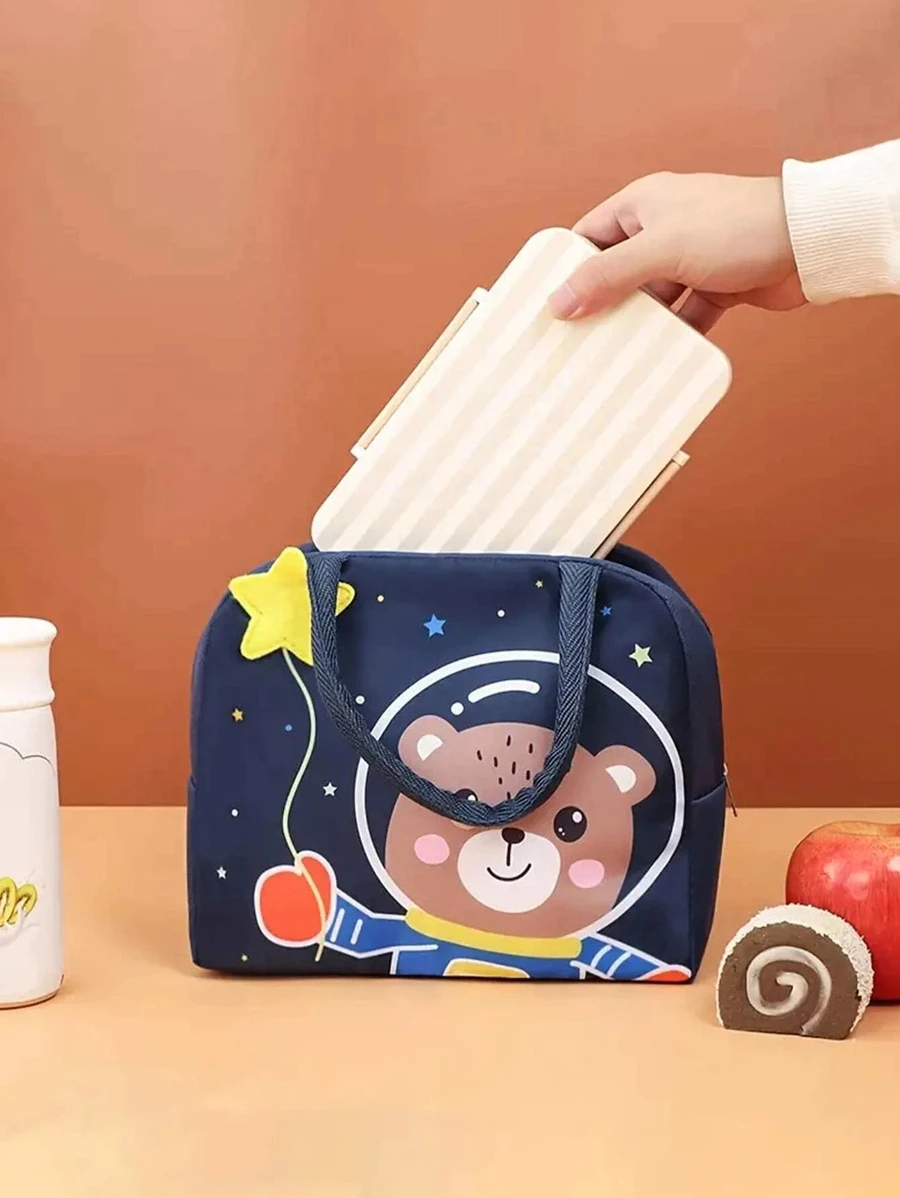 3d 可愛小熊午餐袋卡通便攜式保溫午餐袋午餐袋 1 件 - 藏蓝色 - 查看 1