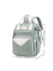 Colorblock Large Capacity Diaper Bag - Green - View 8