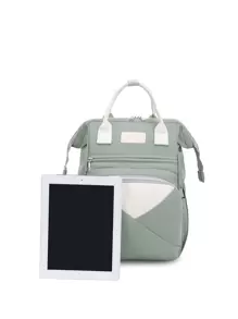 Colorblock Large Capacity Diaper Bag - Green - View 5