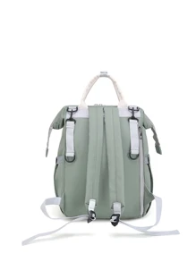 Colorblock Large Capacity Diaper Bag - Green - View 3