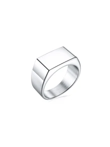 US size 7 Stainless Steel Geometric Ring - Silver - View 5