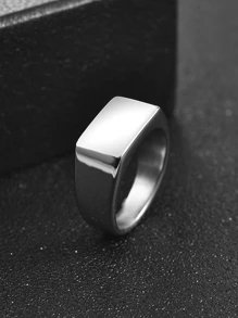 US size 7 Stainless Steel Geometric Ring - Silver - View 3