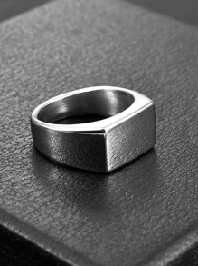 US size 7 Stainless Steel Geometric Ring - Silver - View 4