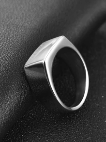 US size 7 Stainless Steel Geometric Ring - Silver - View 1