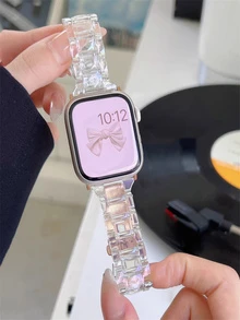 1pc Laser Clear Watchband Compatible With Apple Watch - Clear - View 2