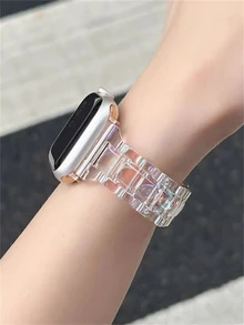 1pc Laser Clear Watchband Compatible With Apple Watch - Clear - View 3