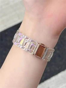 1pc Laser Clear Watchband Compatible With Apple Watch - Clear - View 4