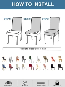 Waterproof Dining Chair Cover Elastic Chair Slipcover Jacquard 1pc - Beige - View 5