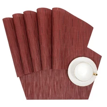 Set Of 4 Wedge-shaped Placemats For Round Table, Heat Resistant And Easy To Clean, Burgundy Red - Burgundy - View 2