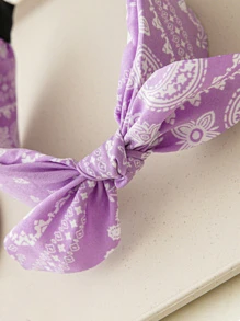 Băng đô trang trí nơ in họa tiết Paisley - Màu tím - Xem 3
