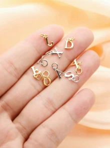 1 PC 6-7 MM Đồng Bằng Chắc Chắn Bạc 925 Ban Đầu Bảng Chữ Cái Charm DIY Thư Tùy Chỉnh Tên Charm - Bạc - Xem 2