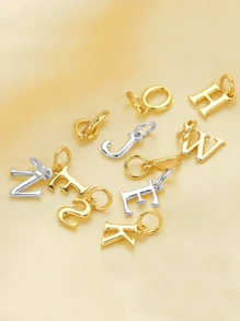1 PC 6-7 MM Đồng Bằng Chắc Chắn Bạc 925 Ban Đầu Bảng Chữ Cái Charm DIY Thư Tùy Chỉnh Tên Charm - Bạc - Xem 5
