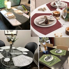 Set Of 4 Wedge-shaped Placemats For Round Table, Heat Resistant And Easy To Clean, Burgundy Red - Burgundy - View 4