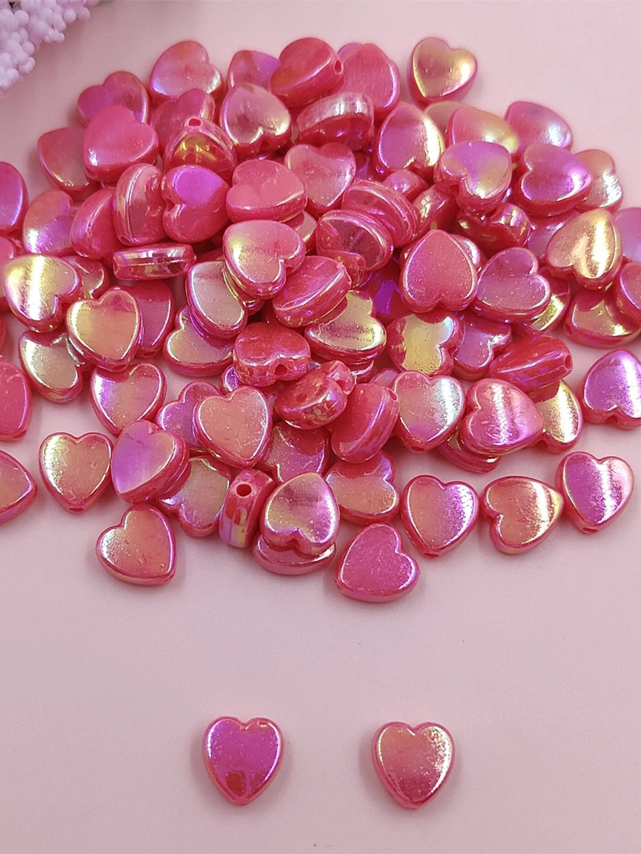 50入組/套心形DIY珠子 - 玫瑰紅 - 查看 1