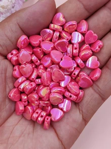 50入組/套心形DIY珠子 - 玫瑰紅 - 查看 2