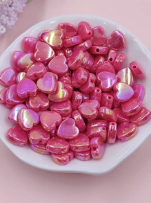 50入組/套心形DIY珠子 - 玫瑰紅 - 查看 3