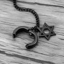 14 件黑色不锈钢非穿孔尖刺铆钉吊坠流苏夹式耳环套装适合男女男孩女孩，非穿孔假耳夹耳钉