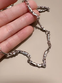 1入組高貴和甜美風黑色鏟愛心形狀鎖骨鏈條,精美和獨特項鍊適合女士 - 銀色 - 查看 6