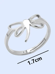 Stainless Steel Dragonfly Ring With Adjustable Open Design For Women, Minimalist Style - Silver - View 3