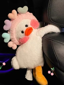 1入組鴨子設計長毛絨汽車紙巾盒 - 白色 - 查看 1