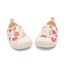 Balabala 夏季女童草莓印花帆布鞋春秋季儿童透气网眼一脚蹬平底鞋低帮学生鞋 - 紅白色 - 查看 2