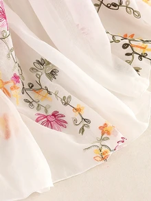 Floral Print Scarf - White - View 5