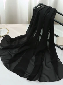 1 chiếc khăn voan rắn cho cuộc sống hàng ngày để mặc thường ngày - màu đen - Xem 3