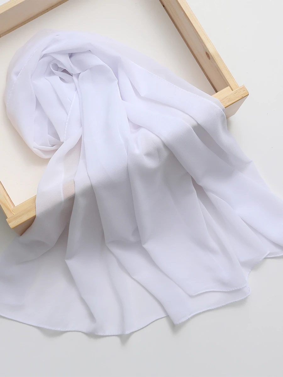 Chất rắn Chiffon Khăn quàng cổ Đối với Cuộc sống hàng ngày Đối với Ngoài trời Và Đi du lịch - trắng - Xem 1