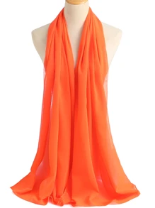 适合户外和旅行日常生活的纯色雪纺围巾 - 橘色 - 查看 2