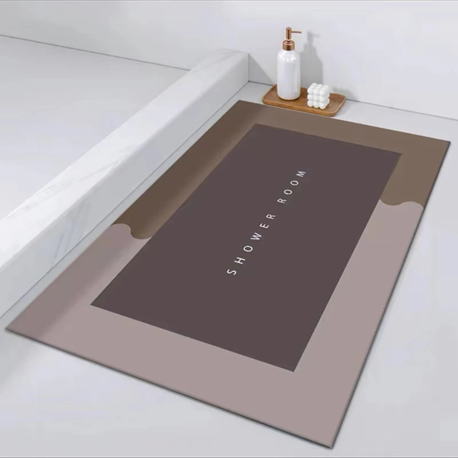1入組字母圖案防滑浴室毯 - 咖啡棕 - 查看 1
