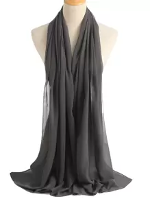 1pc Solid Chiffon Scarf For Daily Casual Life - Dark Grey - View 2