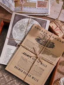 Tarjetas De Bricolahe Con Patrón Vintage De Planetas Y Letras Para Material De Decoración De Scrapbooking - Multicolor - Ver 8