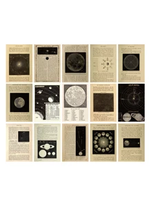 Tarjetas De Bricolahe Con Patrón Vintage De Planetas Y Letras Para Material De Decoración De Scrapbooking - Multicolor - Ver 1