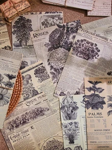 Tarjetas De Bricolahe Con Patrón Vintage De Planetas Y Letras Para Material De Decoración De Scrapbooking - Multicolor - Ver 4