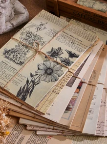 Tarjetas De Bricolahe Con Patrón Vintage De Planetas Y Letras Para Material De Decoración De Scrapbooking - Multicolor - Ver 2