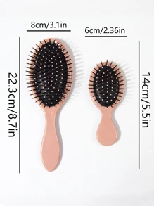 干湿两用造型梳套装气垫发刷亲子装1件小1件塑料简约纯色手持式防毛躁男女通用发梳亲子装 - 藕粉色 - 查看 6