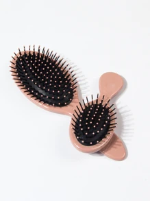 干湿两用造型梳套装气垫发刷亲子装1件小1件塑料简约纯色手持式防毛躁男女通用发梳亲子装 - 藕粉色 - 查看 4