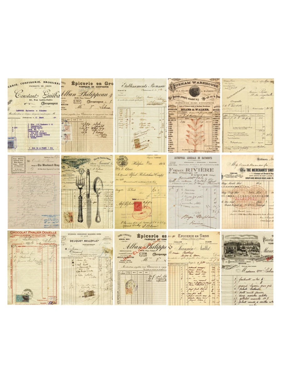 每日清單1包30張復古靈感材料紙,適用於diy剪貼簿、日記本 - 彩色 - 查看 1