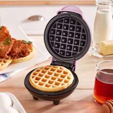 Mini Waffle Maker Small Round/Circular Breakfast Waffle Maker Machine 110v - Red - View 2