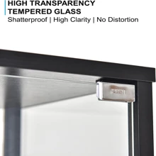 Glass Display Cabinets-4 Shelf Glass Display Case-Single Door Glass Countertop Display Showcase Cabinet -5 mm Tempered Glass - Black - View 5