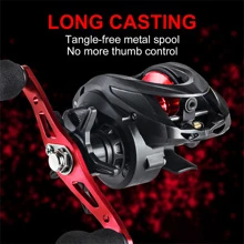 1pc AC2000 Lightweight Spool 6.3:1 Gear Ratio Baitcasting Fishing Wheel Left/Right 8kg Max Drag Saltwater Left/Right Fishing Reel - Red - View 1